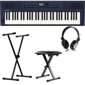 Roland GO keys 3 Bundle | with Stand, Headphones, Bench | Midnight Blue