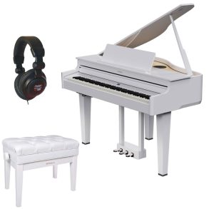 Roland GP-6 Baby Grand Piano Bundle | stool, headphones | Polished White
