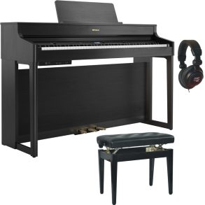 Roland HP702 Digital Piano Bundle | with Stool, Headphones | Charcoal Black