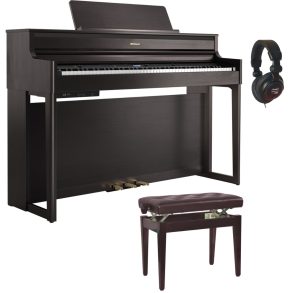 Roland HP704 Digital Piano Bundle | with Stool and Headphones | Dark Rosewood