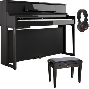 Roland LX5 | Digital Piano Bundle with Stool and Headphones | Polished Ebony
