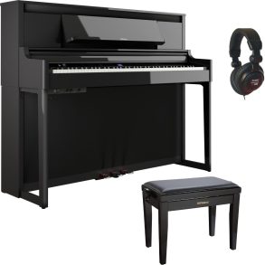 Roland LX6 | Digital Piano Bundle with Stool and Headphones | Polished Ebony