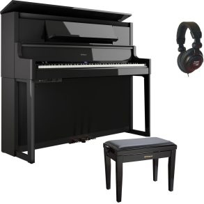 Roland LX9 Flagship Digital Piano Bundle with Stool and Headphones | Polished Ebony