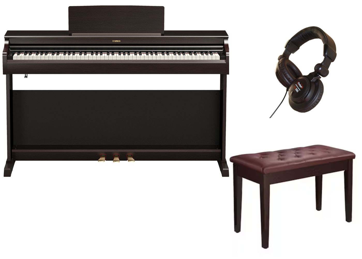 Yamaha YDP166 Standard Bundle | with Piano Stool and Headphones | Rosewood | Waltons Music Yamaha YDP166 Standard Bundle | with Piano Stool and Headphones | Rosewood