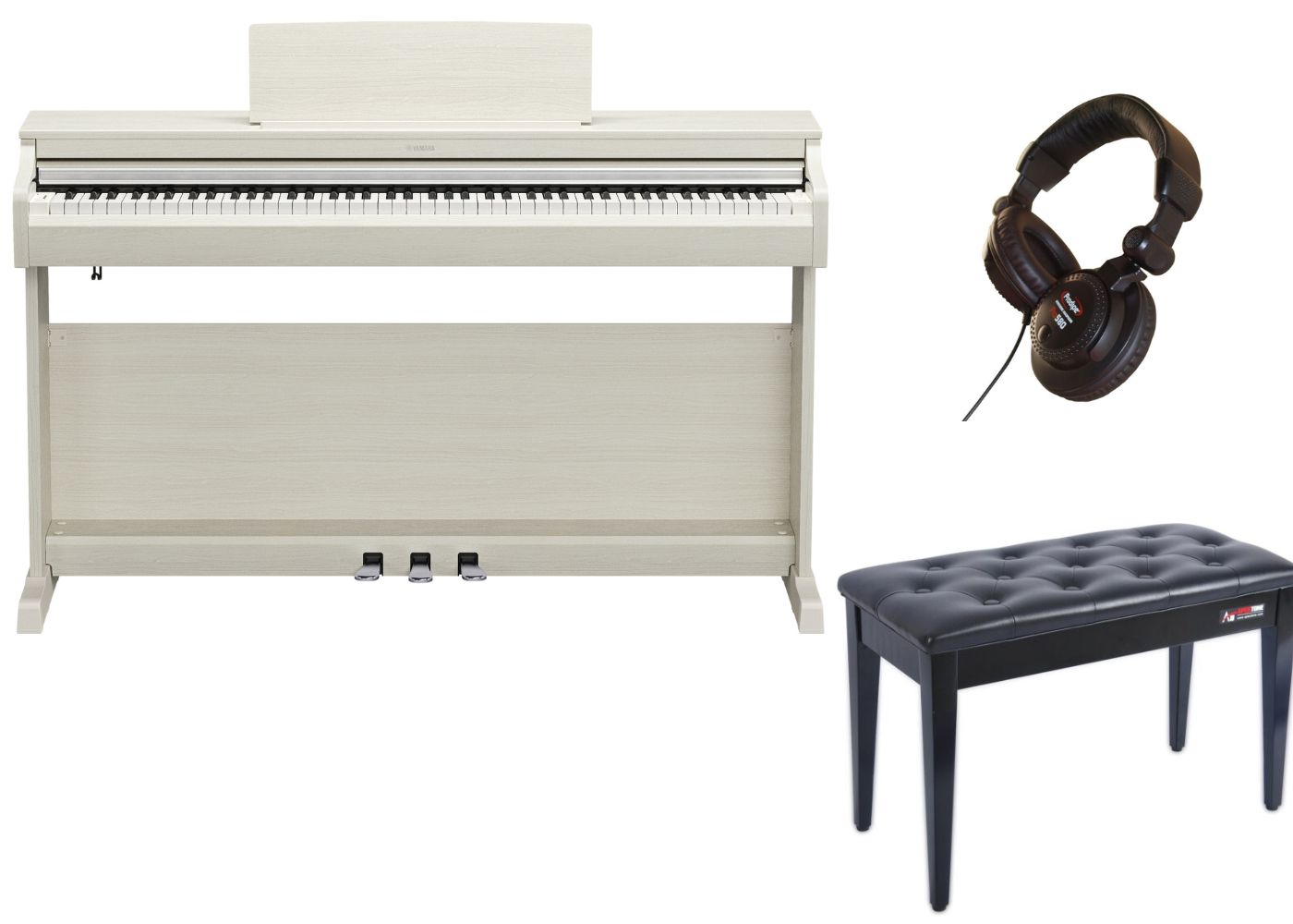 Yamaha YDP166 Standard Bundle | with Piano Stool and Headphones | White Birch | Waltons Music Yamaha YDP166 Standard Bundle | with Piano Stool and Headphones | White Birch