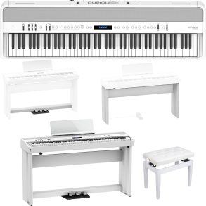 Roland FP90X | Piano Bundle with Roland Stand + Pedals | Stool | White