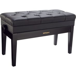 Roland RPB-500PE | Adjustable Piano Duet Bench | Music Compartment | Pin Cushion Style Seat | Polished Ebony