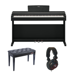 Yamaha YDP145 standard Bundle | with Piano Stool and Headphones | Black