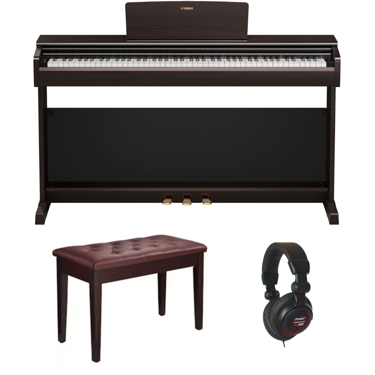 Yamaha YDP146 Standard Bundle | with Piano Stool and Headphones | Rosewood | Waltons Music Yamaha YDP146 Standard Bundle | with Piano Stool and Headphones | Rosewood