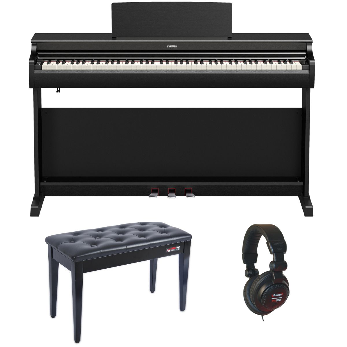 Yamaha YDP166 Standard Bundle | with Piano Stool and Headphones | Black | Waltons Music Yamaha YDP166 Standard Bundle | with Piano Stool and Headphones | Black