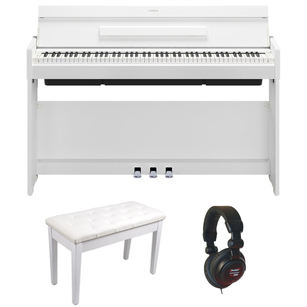 Yamaha YDPS36 Flip Top Bundle | Piano Stool and Headphones | White | Waltons Music Yamaha YDPS36 Flip Top Bundle | Piano Stool and Headphones | White