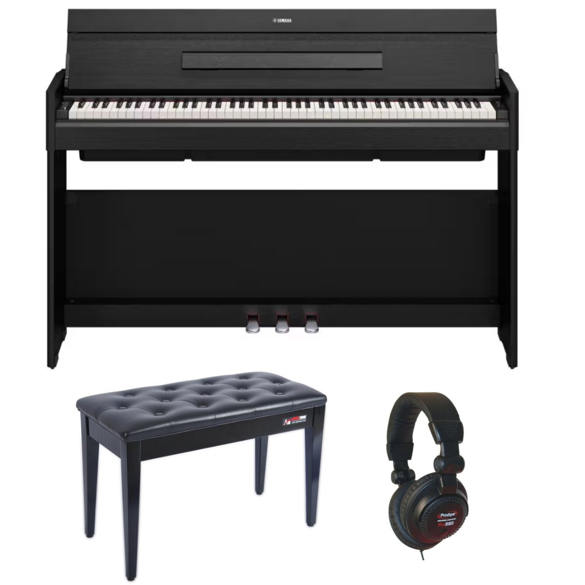 Yamaha YDPS56 Flip top Bundle | Piano Stool and Headphones | Black | Waltons Music Yamaha YDPS56 Flip top Bundle | Piano Stool and Headphones | Black
