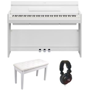 Yamaha YDPS56 | Flip Top Bundle | Piano Stool and Headphones | White
